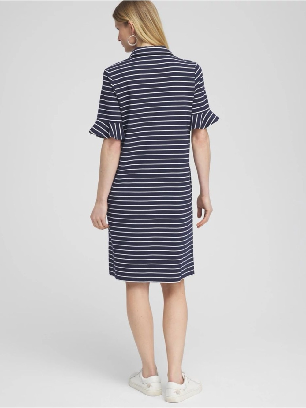 Chico’s Zenergy® UPF Knit Stripe Ruffle Sleeve Polo Dress Size X-Large (3) - Picture 4 of 11
